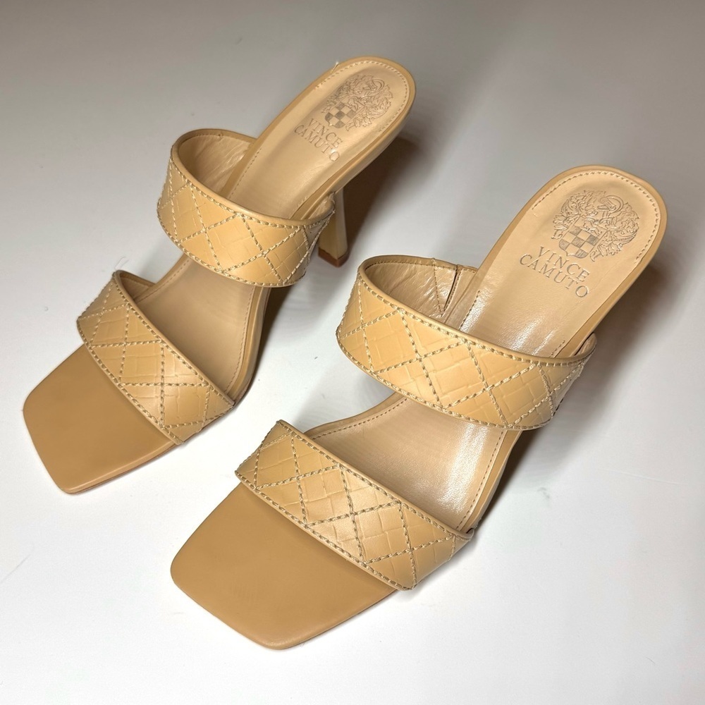 Vince Camuto Women’s Cherzel Slip On Squared Open Toe Heeled Sandal Size- 10